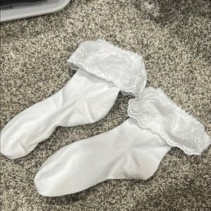 White Lace Trim Socks